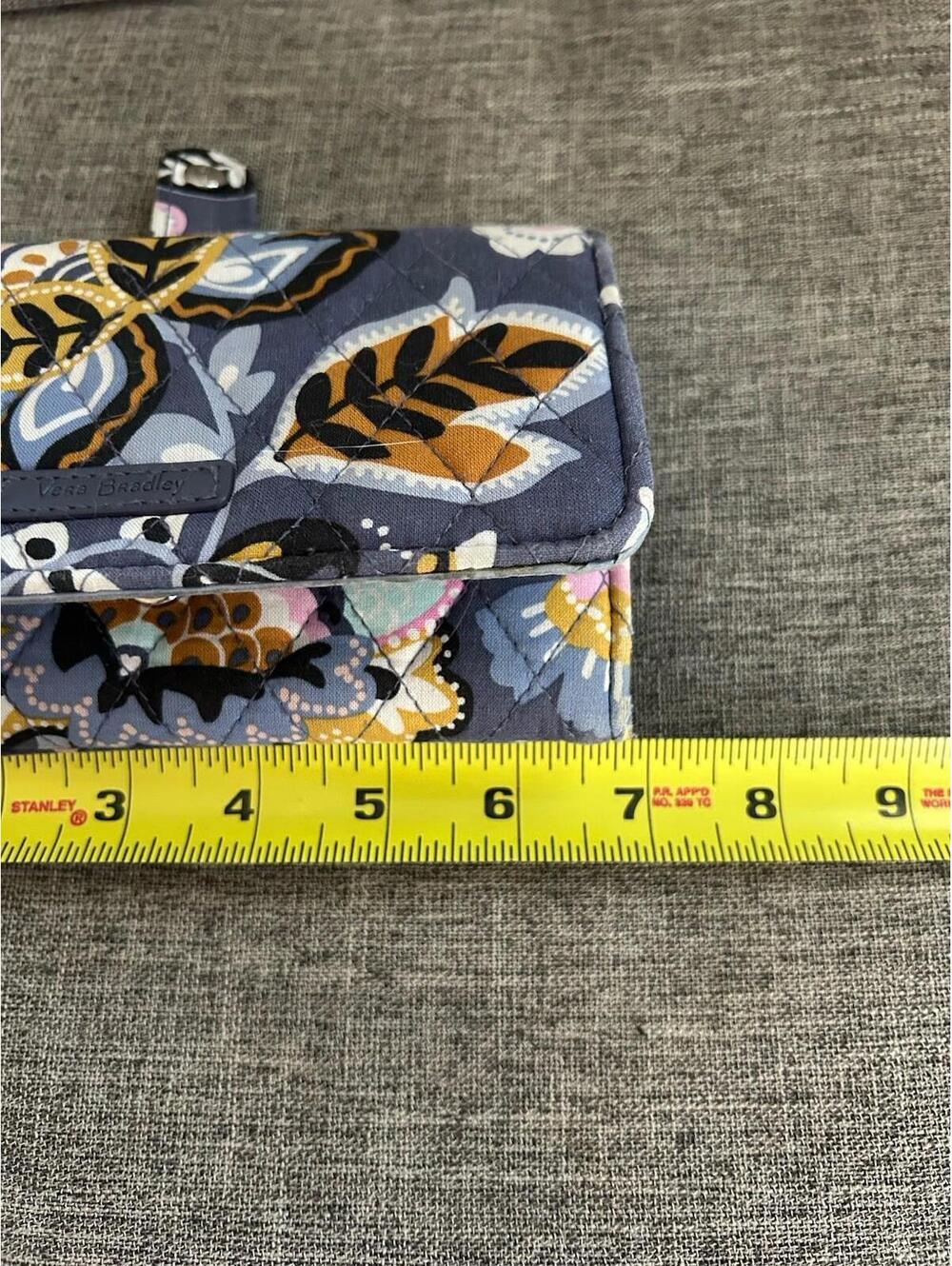 Vera Bradley Tri Fold Wallet In Charmont Meadow With Flap Snap Closure - Picture 5 of 7